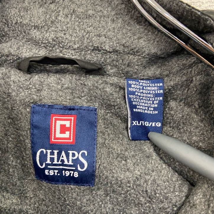 CHAPS　ラルフローレン　フルジップベスト　フリースライナー　黒　ブラック　グレー　XLサイズ