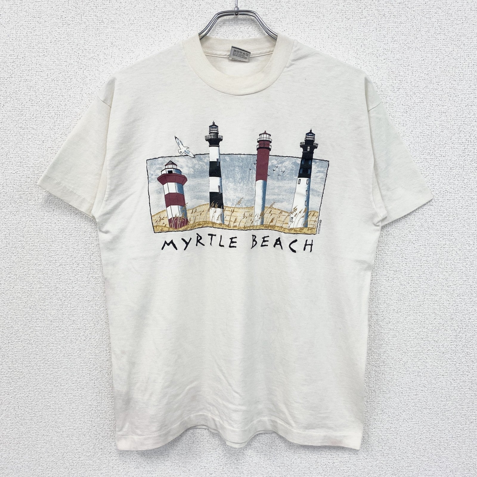 80s～　FRUIT OF LOOM　半袖プリントTシャツ　ヴィンテージ　シングルステッチ　白　ホワイト　Lサイズ