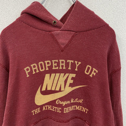 NIKE　ナイキ　スウェットパーカー/フーディー　前V　ワッフル生地　スウッシュ　赤　レッド　Lサイズ