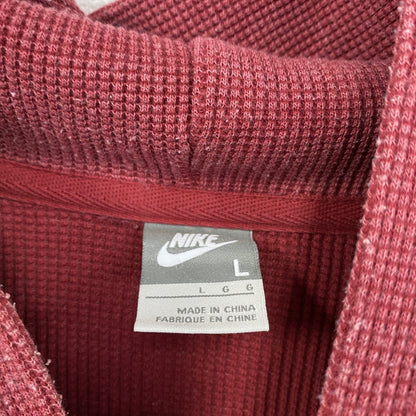 NIKE　ナイキ　スウェットパーカー/フーディー　前V　ワッフル生地　スウッシュ　赤　レッド　Lサイズ