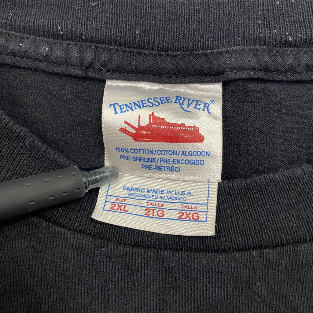 00s　TENNESSEE RIVER　半袖プリントTシャツ　ヴィンテージ　黒　ブラック　2XLサイズ