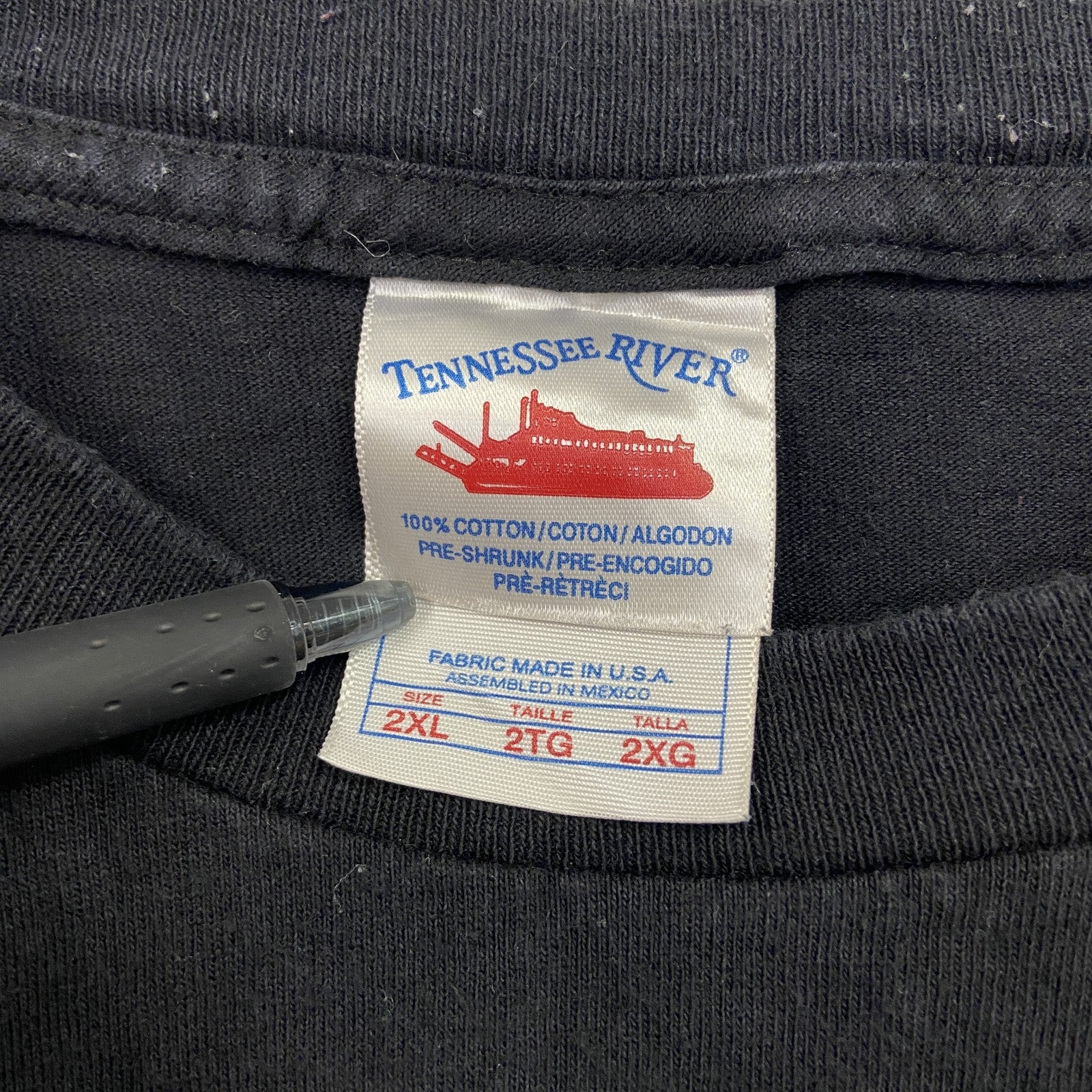 00s　TENNESSEE RIVER　半袖プリントTシャツ　ヴィンテージ　黒　ブラック　2XLサイズ