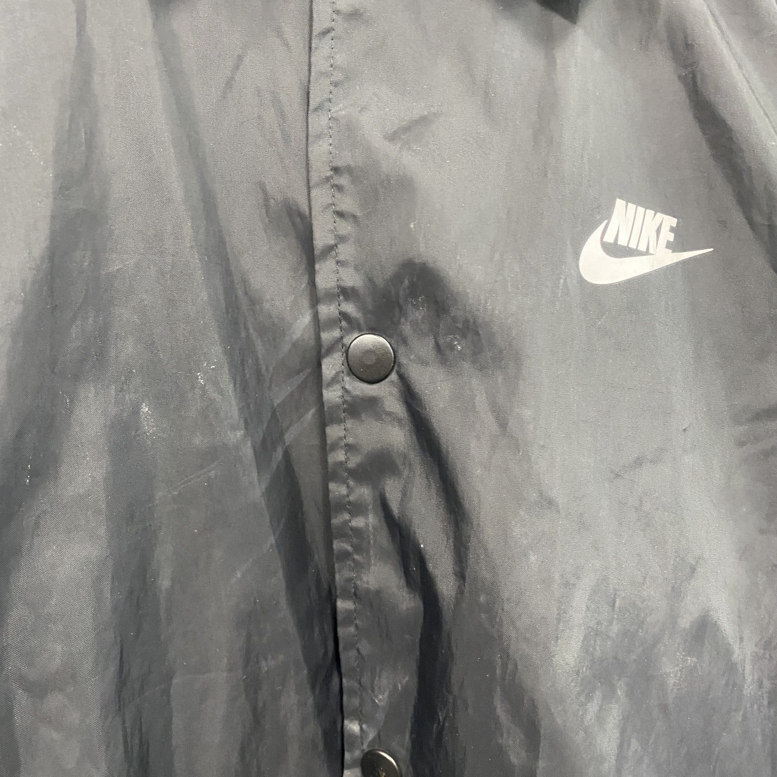 NIKE　ナイキ　JUST DO IT　コーチジャケット　フルボタンジャケット　スウッシュ　黒　ブラック　Lサイズ