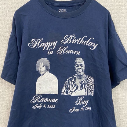 00s　PORT and COMPANY　半袖プリントTシャツ　ヴィンテージ　紺色　ネイビー　Lサイズ