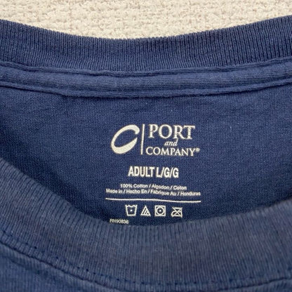 00s　PORT and COMPANY　半袖プリントTシャツ　ヴィンテージ　紺色　ネイビー　Lサイズ