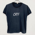 ～90s　CATS　半袖リンガープリントTシャツ　ヴィンテージ　シングルステッチ　黒　ブラック　Mサイズ