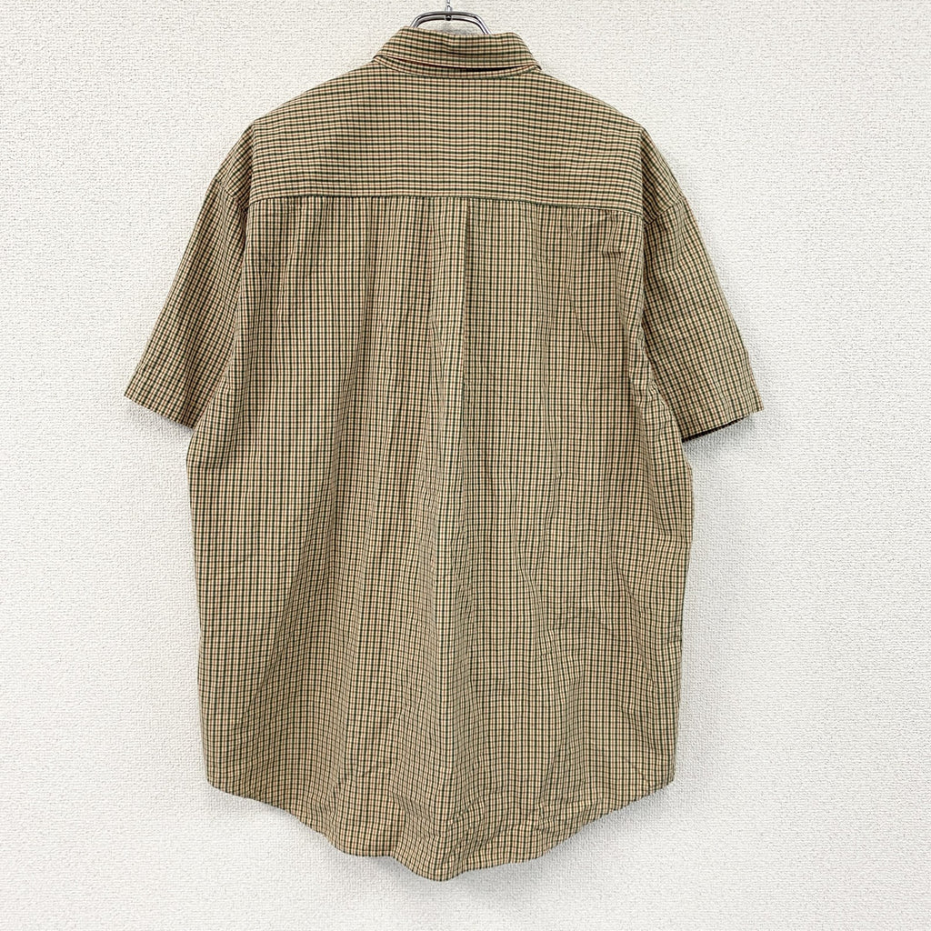 L.L.Bean　エルエルビーン　半袖ボタンダウンシャツ　チェック柄　マルチカラー　ベージュ　Lサイズ