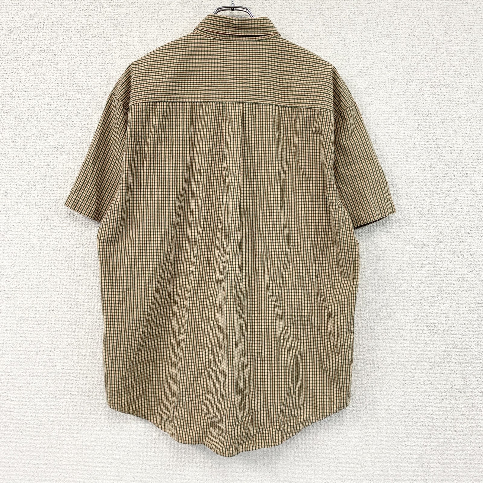 L.L.Bean　エルエルビーン　半袖ボタンダウンシャツ　チェック柄　マルチカラー　ベージュ　Lサイズ