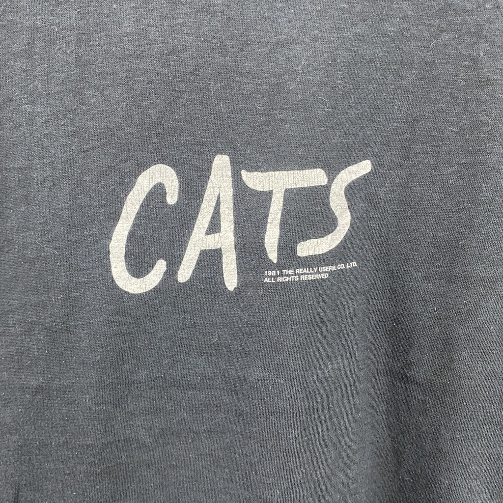 ～90s　CATS　半袖リンガープリントTシャツ　ヴィンテージ　シングルステッチ　黒　ブラック　Mサイズ