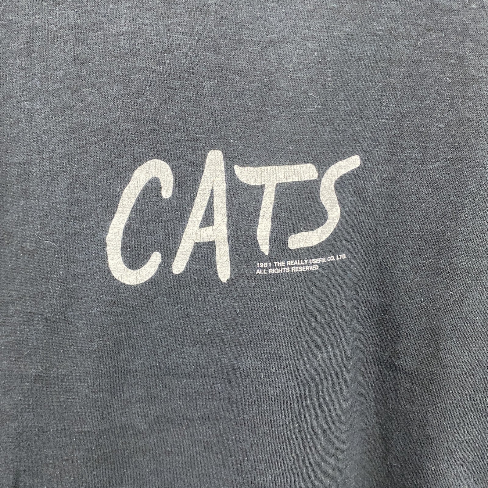 ～90s　CATS　半袖リンガープリントTシャツ　ヴィンテージ　シングルステッチ　黒　ブラック　Mサイズ