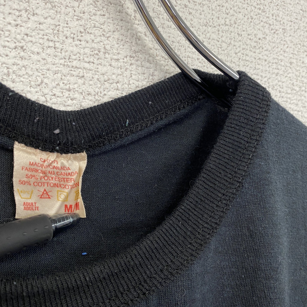 ～90s　CATS　半袖リンガープリントTシャツ　ヴィンテージ　シングルステッチ　黒　ブラック　Mサイズ