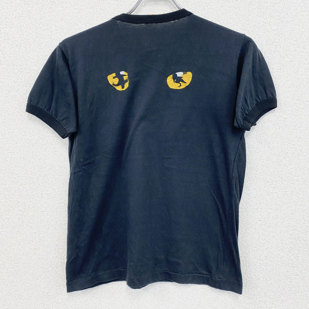 ～90s　CATS　半袖リンガープリントTシャツ　ヴィンテージ　シングルステッチ　黒　ブラック　Mサイズ