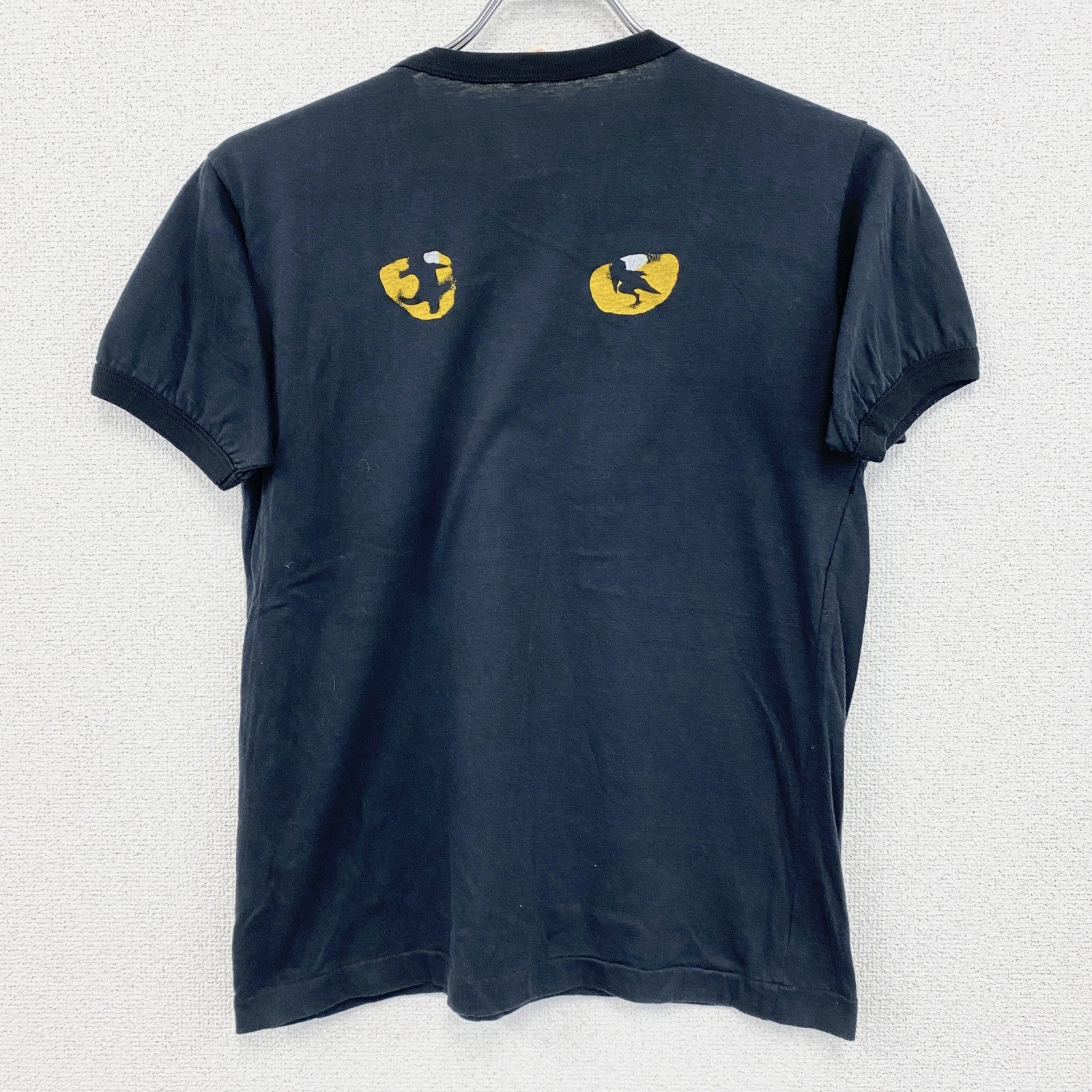 ～90s　CATS　半袖リンガープリントTシャツ　ヴィンテージ　シングルステッチ　黒　ブラック　Mサイズ