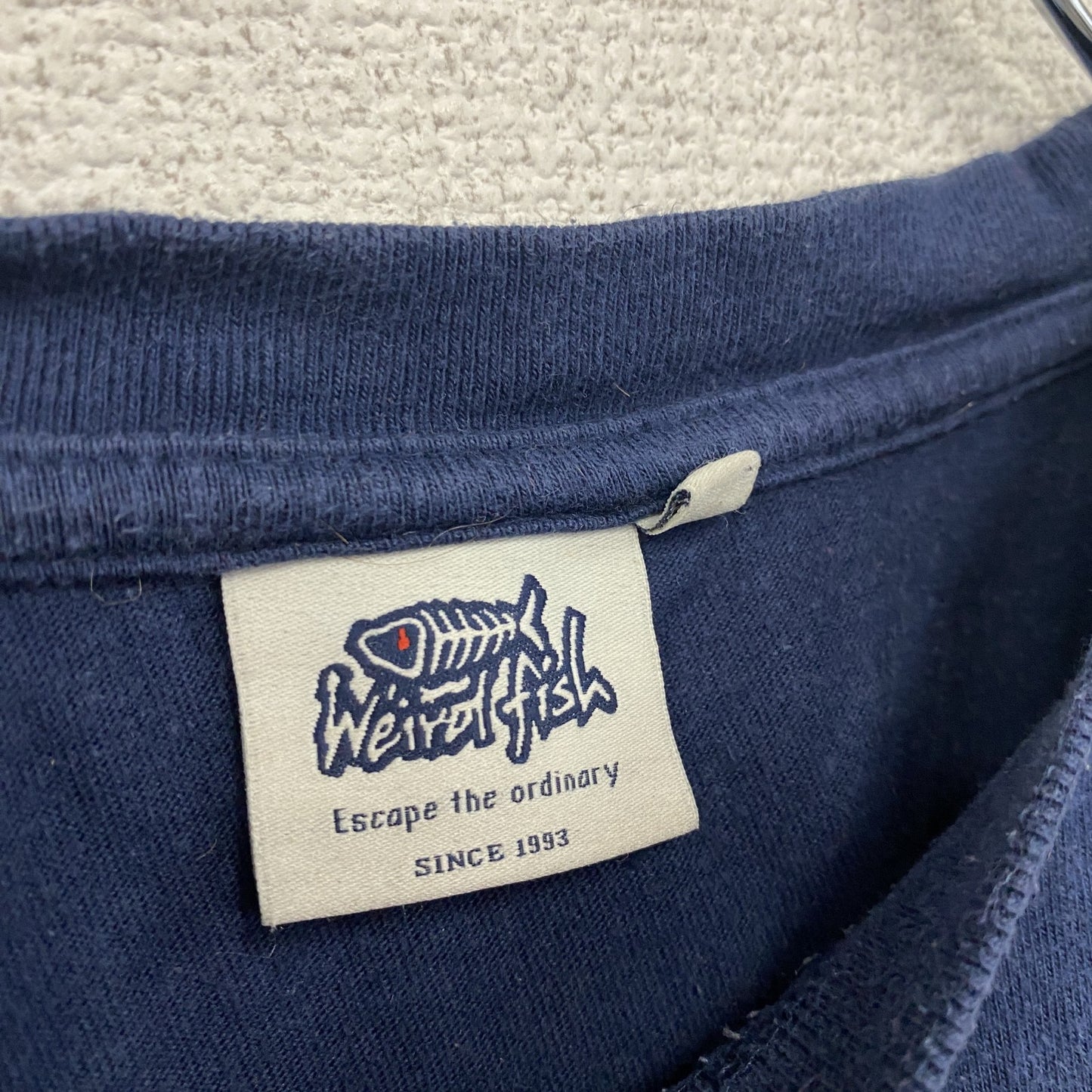 ～00s　Weird fish　半袖プリントTシャツ　Game of Prawns　ヴィンテージ　紺　ネイビー　Mサイズ