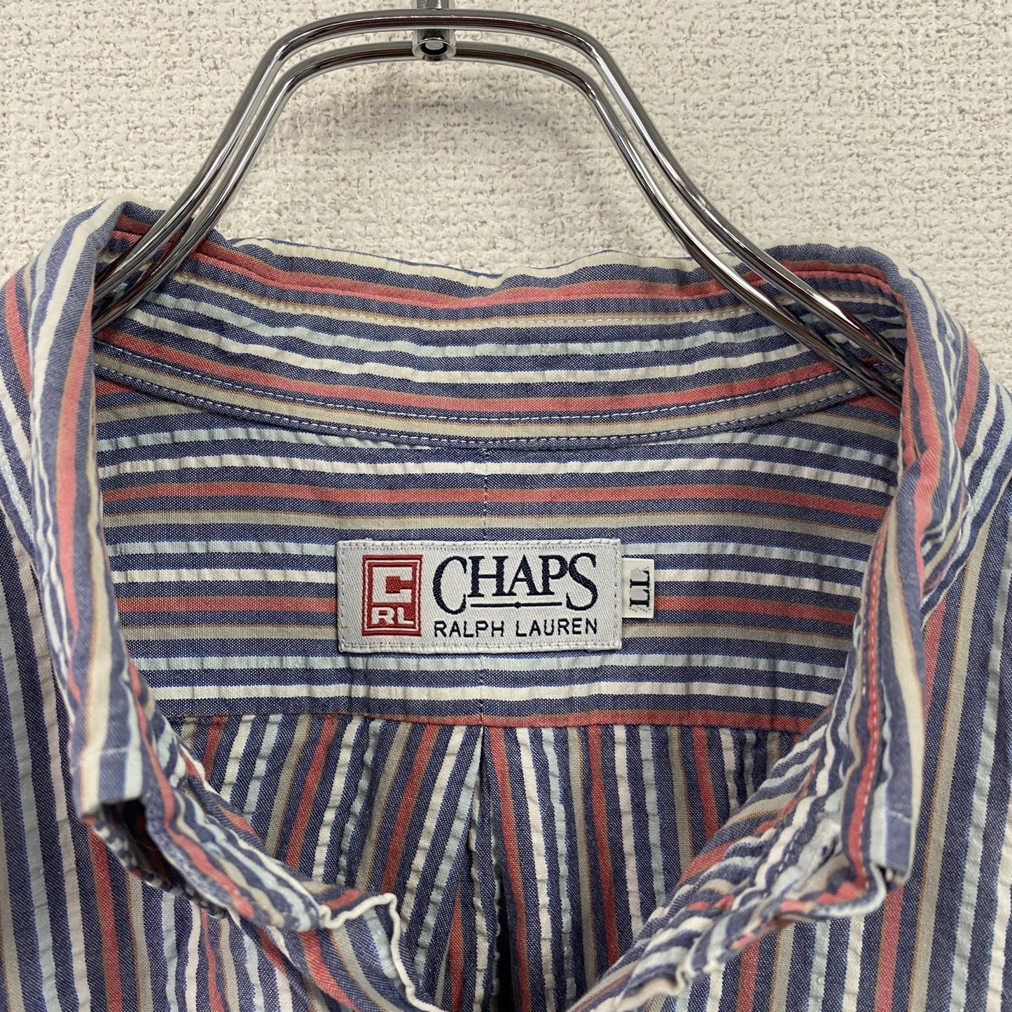 CHAPS RALPH LAUREN　チャップス　ラルフローレン　半袖ボタンダウンシャツ　ストライプ柄　マルチカラー　LLサイズ