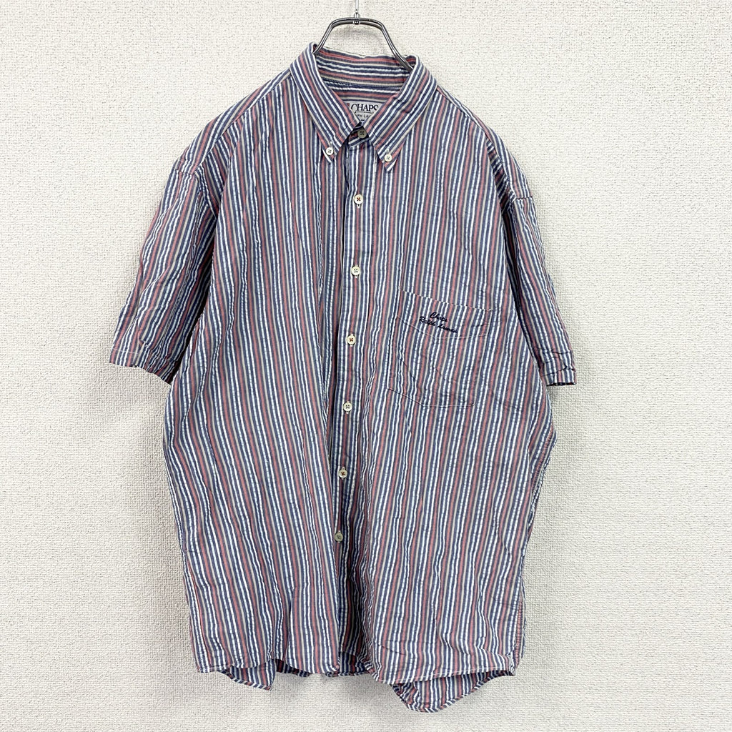 CHAPS RALPH LAUREN　チャップス　ラルフローレン　半袖ボタンダウンシャツ　ストライプ柄　マルチカラー　LLサイズ