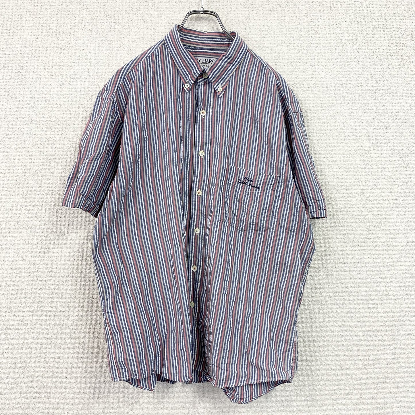 CHAPS RALPH LAUREN　チャップス　ラルフローレン　半袖ボタンダウンシャツ　ストライプ柄　マルチカラー　LLサイズ