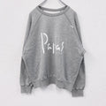 Papas　パパス　スウェット/トレーナー　ラグランスリーブ　デカロゴ　両面プリント　灰色　グレー