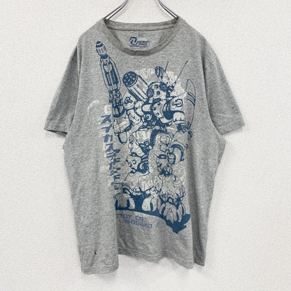 DENIM SEVENTY THREE　半袖プリントTシャツ　ロボT　灰色　霜降りグレー　2XLサイズ