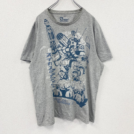 DENIM SEVENTY THREE　半袖プリントTシャツ　ロボT　灰色　霜降りグレー　2XLサイズ