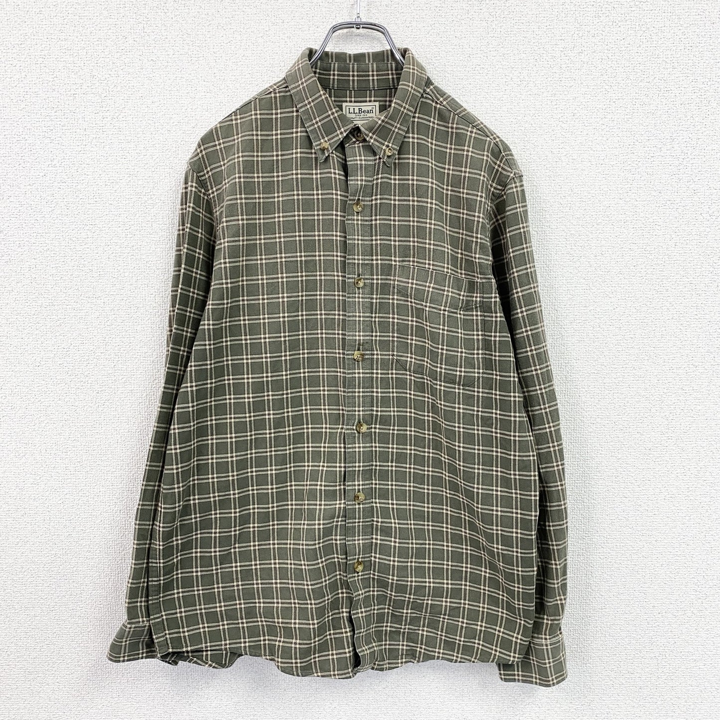 L.L.Bean　エルエルビーン　長袖ボタンダウンシャツ　チェック柄　緑　グリーン　Mサイズ