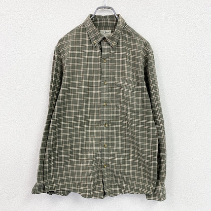 L.L.Bean　エルエルビーン　長袖ボタンダウンシャツ　チェック柄　緑　グリーン　Mサイズ