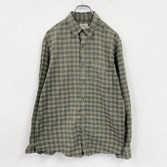 L.L.Bean　エルエルビーン　長袖ボタンダウンシャツ　チェック柄　緑　グリーン　Mサイズ