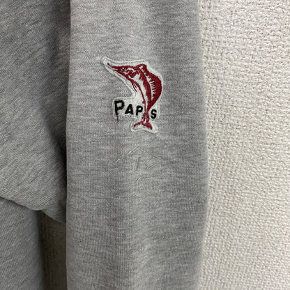 Papas　パパス　スウェット/トレーナー　ラグランスリーブ　デカロゴ　両面プリント　灰色　グレー
