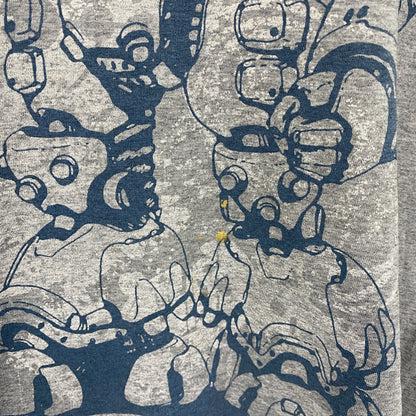 DENIM SEVENTY THREE　半袖プリントTシャツ　ロボT　灰色　霜降りグレー　2XLサイズ
