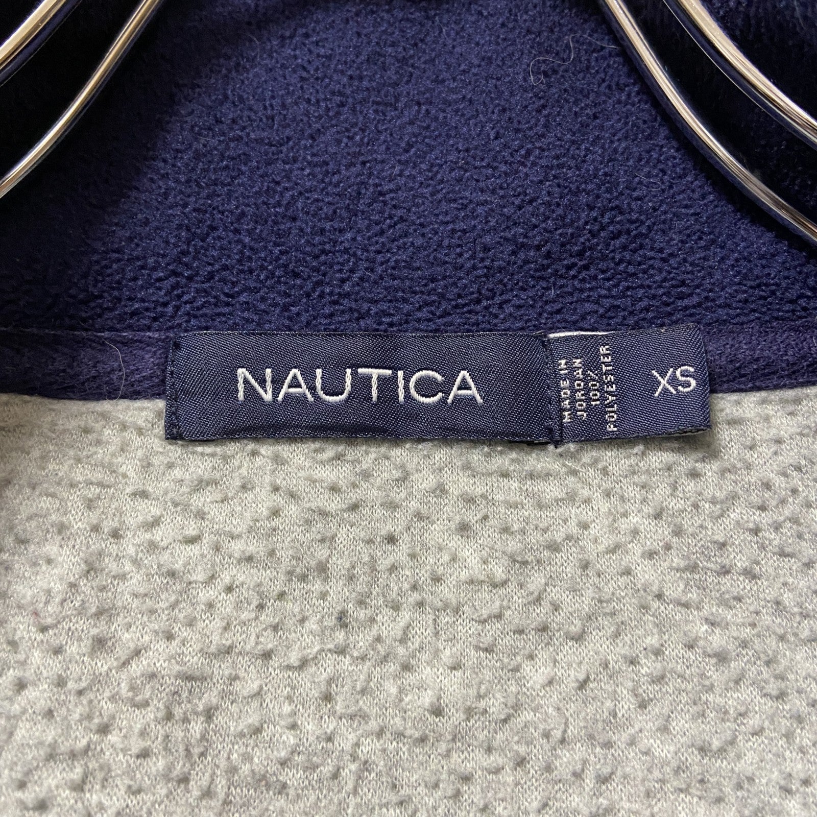 古着 used　NAUTICA ノーティカ　長袖ハーフジップフリースジャケット　ポイント刺繍　ハイネック　グレー　XSサイズ