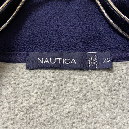 古着 used　NAUTICA ノーティカ　長袖ハーフジップフリースジャケット　ポイント刺繍　ハイネック　グレー　XSサイズ