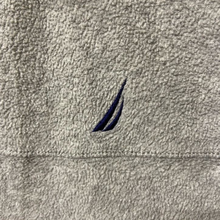 古着 used　NAUTICA ノーティカ　長袖ハーフジップフリースジャケット　ポイント刺繍　ハイネック　グレー　XSサイズ