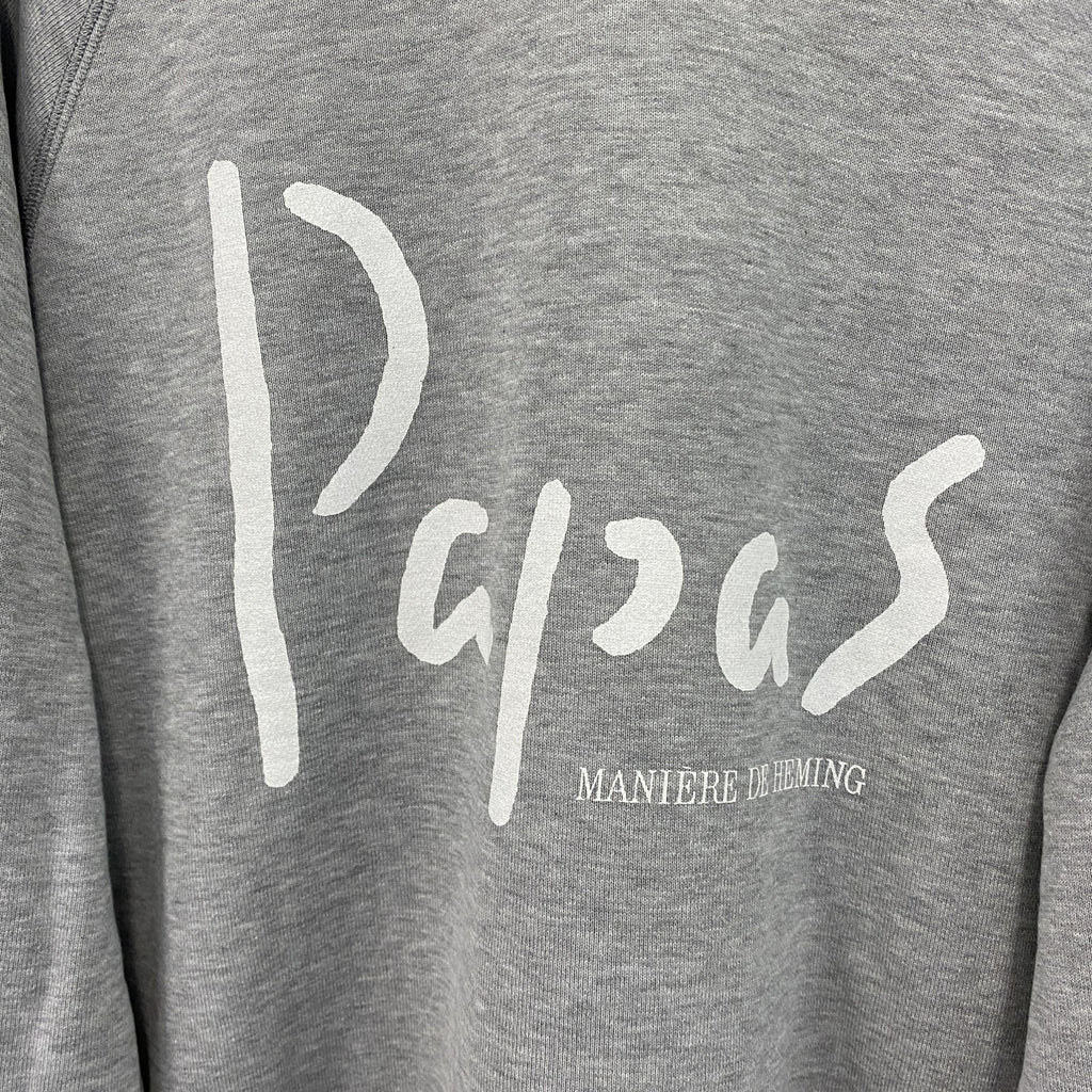 Papas　パパス　スウェット/トレーナー　ラグランスリーブ　デカロゴ　両面プリント　灰色　グレー