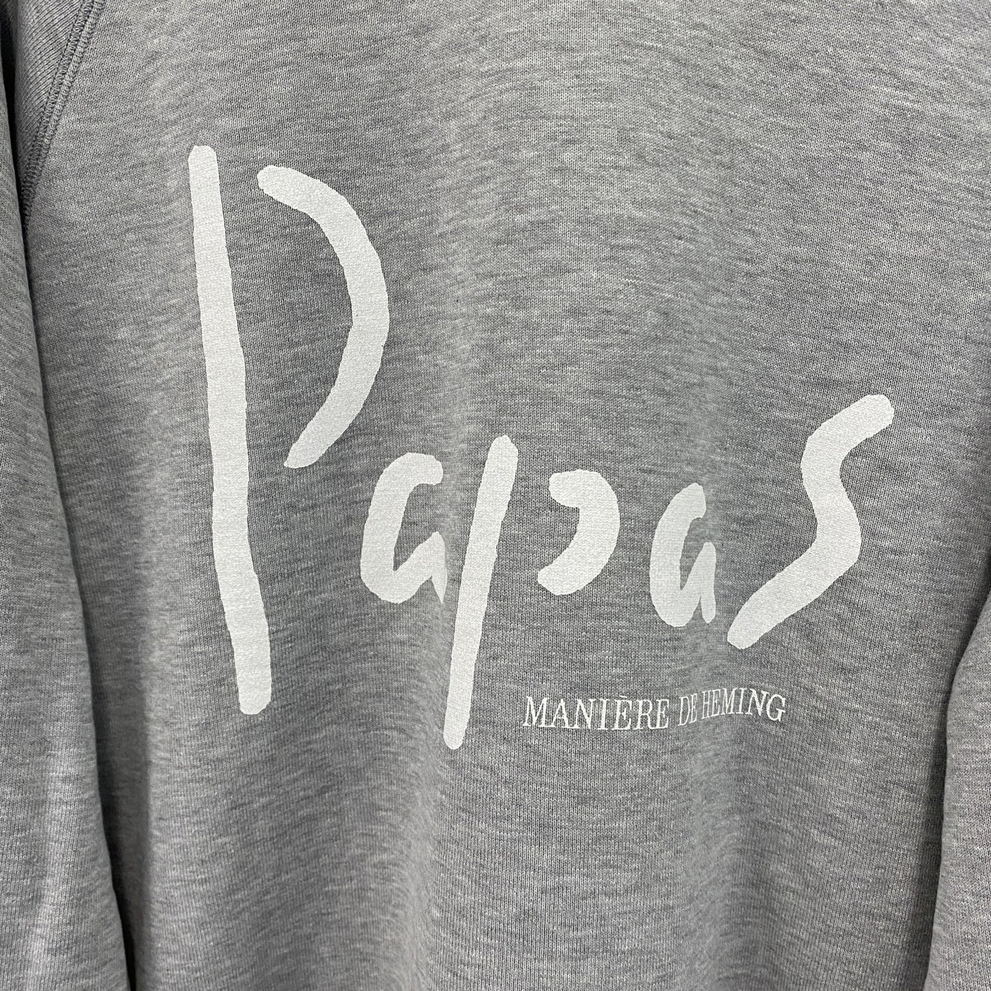 Papas　パパス　スウェット/トレーナー　ラグランスリーブ　デカロゴ　両面プリント　灰色　グレー