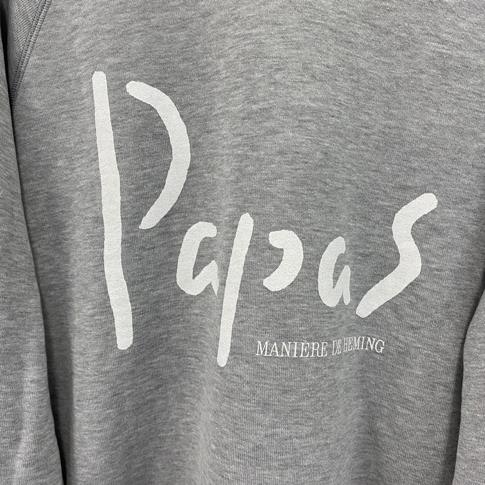 Papas　パパス　スウェット/トレーナー　ラグランスリーブ　デカロゴ　両面プリント　灰色　グレー