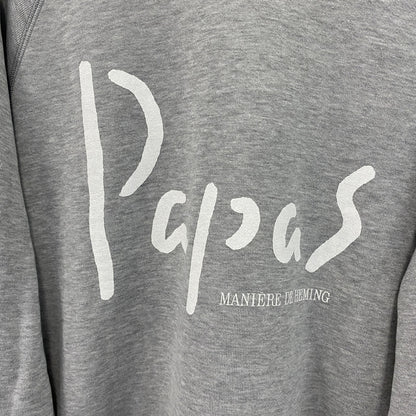 Papas　パパス　スウェット/トレーナー　ラグランスリーブ　デカロゴ　両面プリント　灰色　グレー