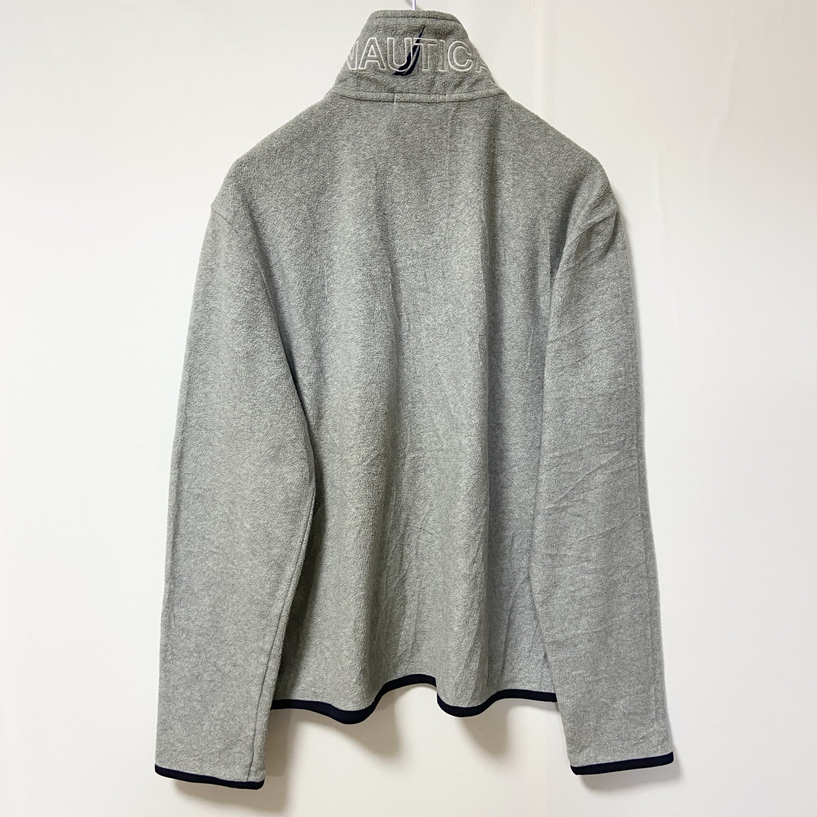 古着 used　NAUTICA ノーティカ　長袖ハーフジップフリースジャケット　ポイント刺繍　ハイネック　グレー　XSサイズ