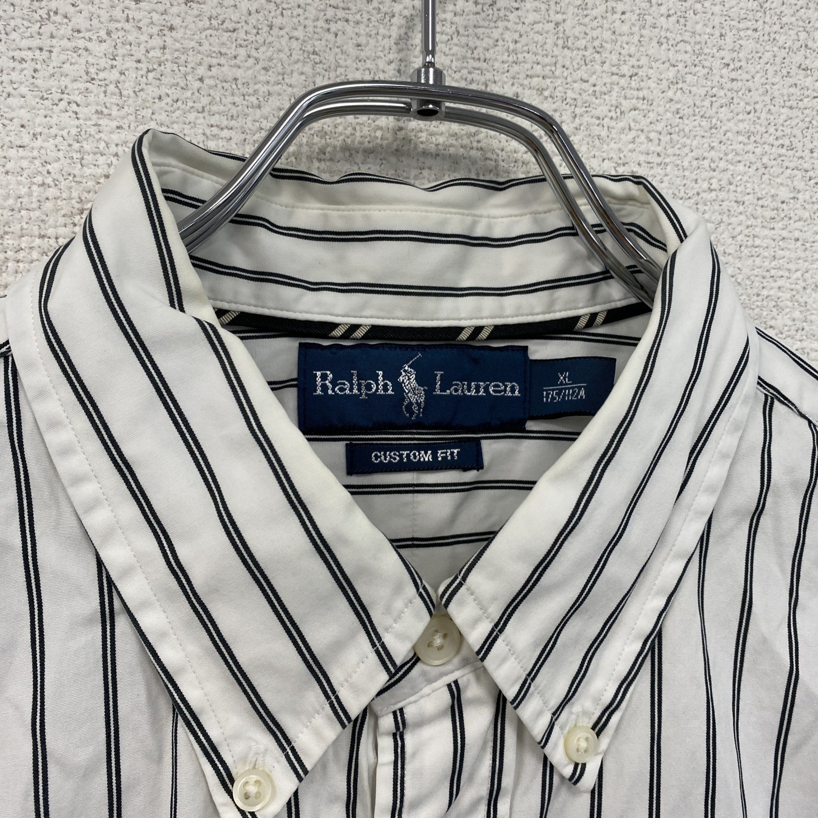 Ralph Lauren　ラルフローレン　半袖ボタンダウンシャツ　ストライプ　白　ホワイト　XLサイズ