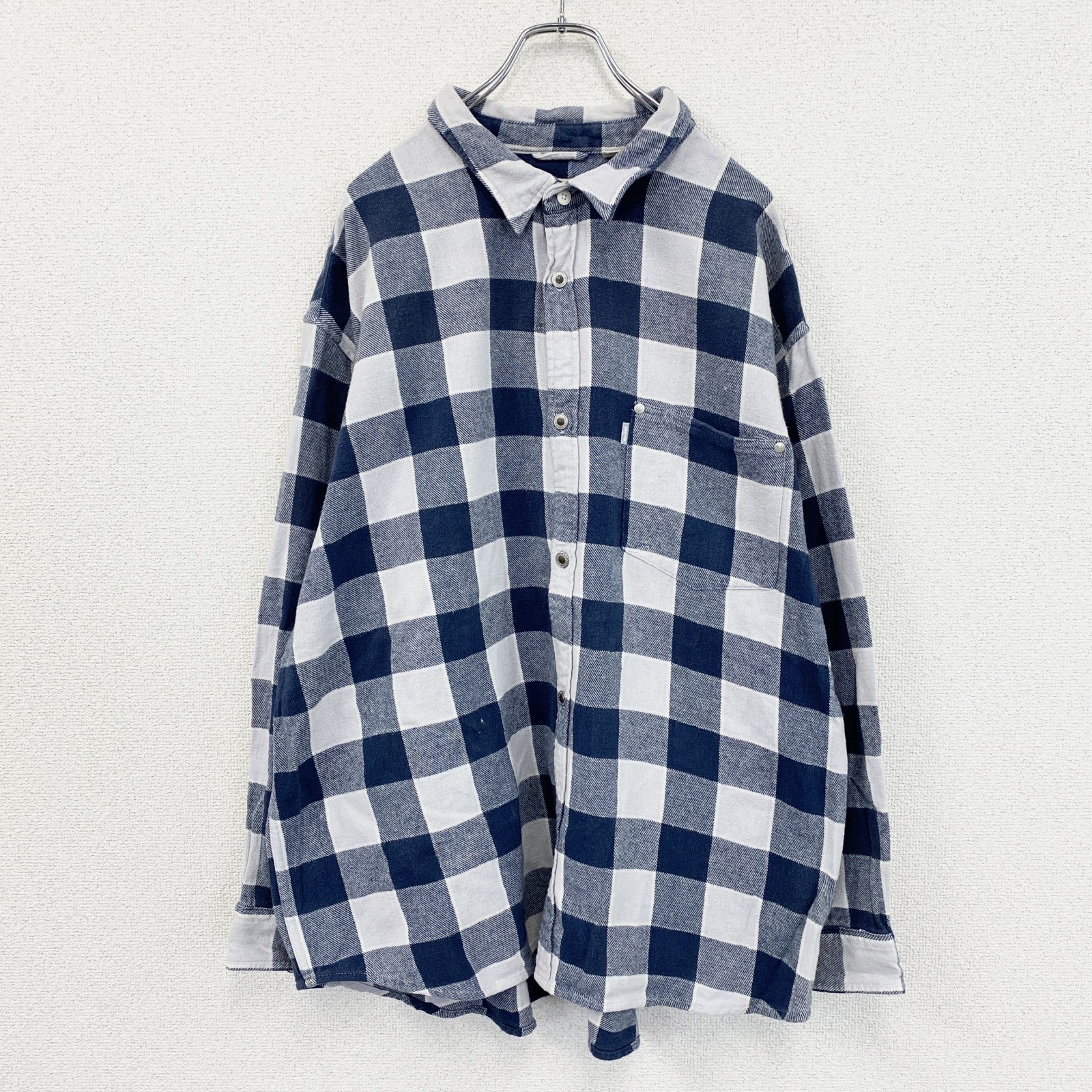 Levi's　リーバイス　Silver Tab　長袖シャツ　ブロックチェック　青　ブルー　白　ホワイト　XLサイズ