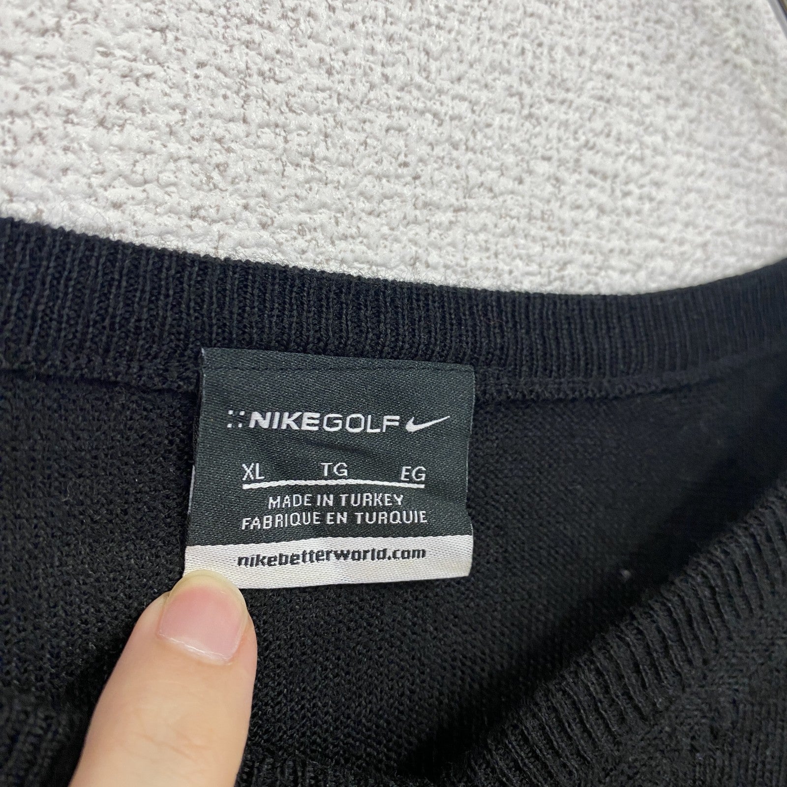 NIKE GOLF　ナイキ ゴルフ　ウールカーディガン　スウッシュロゴ　黒　ブラック　XLサイズ