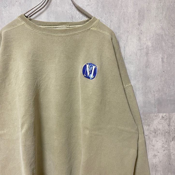 古着 used　SANTEE　サンティ　長袖刺繍ポイントスウェット　ベージュ　レトロ　Microsoft　秋冬服　Lサイズ