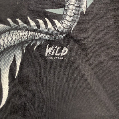 Wild　半袖プリントTシャツ　スカル　骸骨　龍　黒　ブラック　XLサイズ