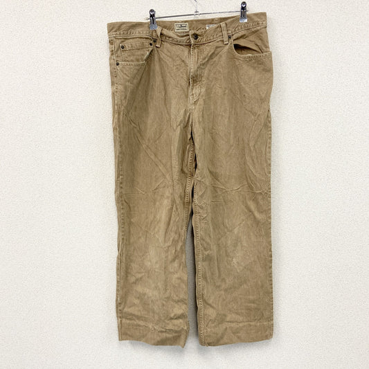 ～00s　L.L.Bean　エルエルビーン　デニムパンツ/ジーンズ　ジップフライ　革パッチ　ヴィンテージ　ベージュ　W38サイズ