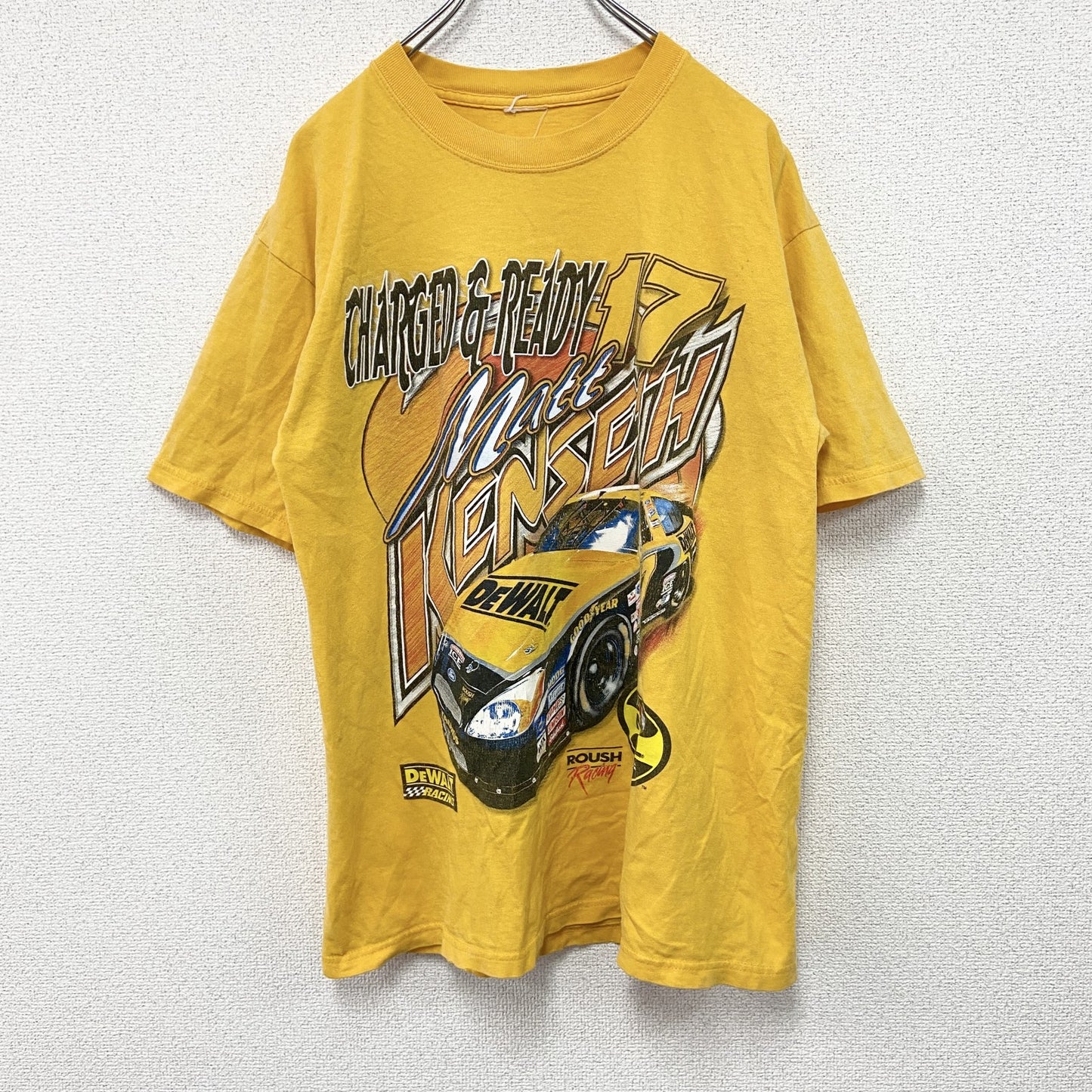 00s　NASCAR　Matt Kenseth　半袖プリントTシャツ　スポーツカー　ヴィンテージ　黄色　イエロー