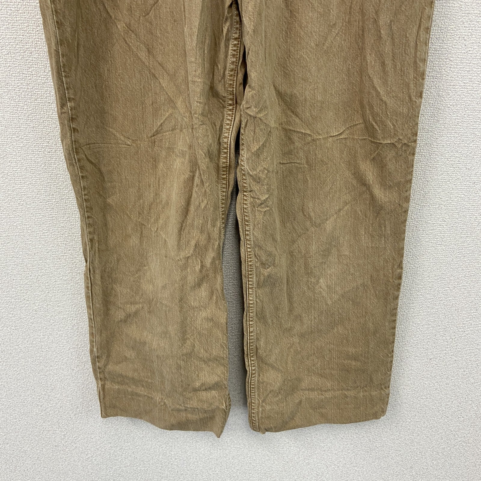 ～00s　L.L.Bean　エルエルビーン　デニムパンツ/ジーンズ　ジップフライ　革パッチ　ヴィンテージ　ベージュ　W38サイズ