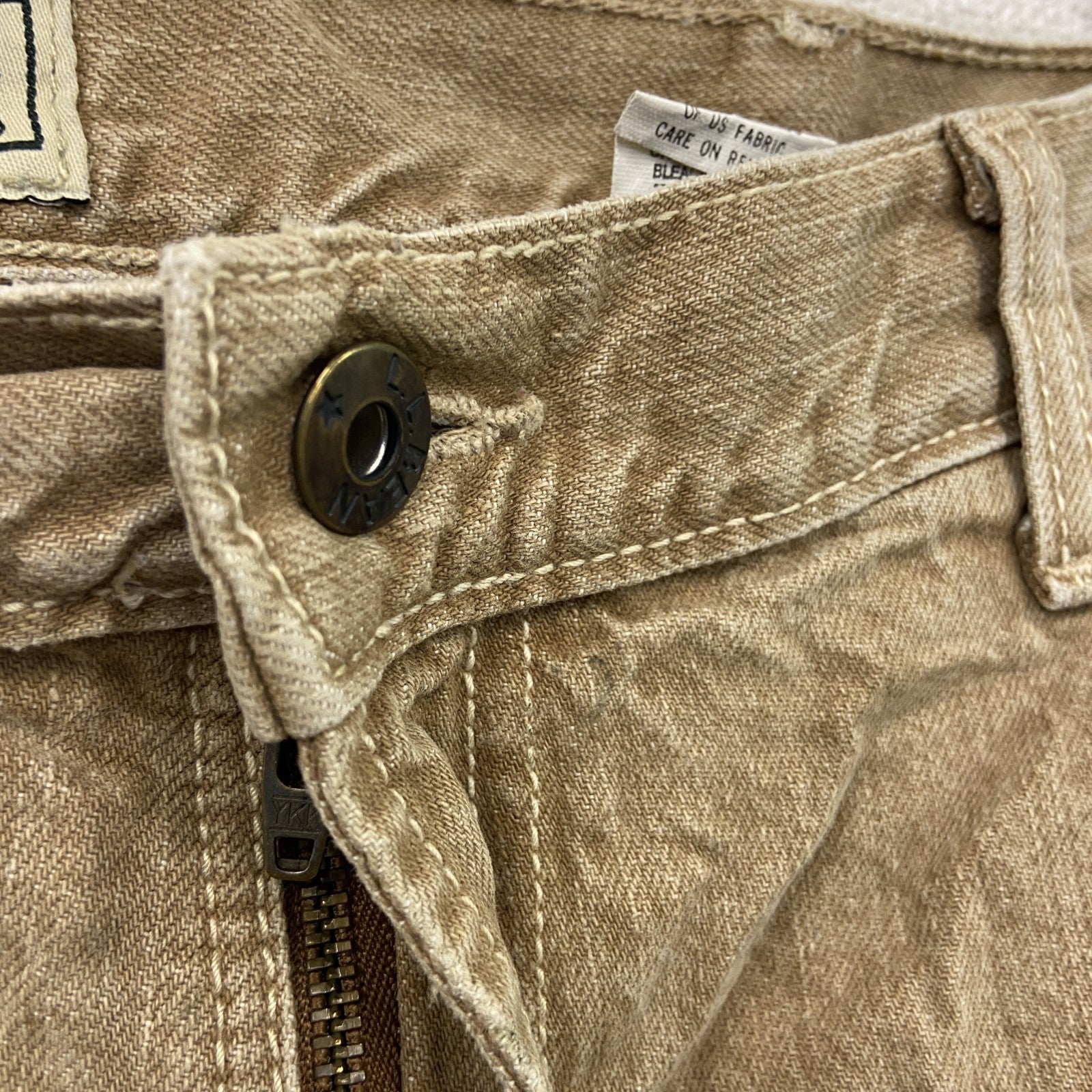 ～00s　L.L.Bean　エルエルビーン　デニムパンツ/ジーンズ　ジップフライ　革パッチ　ヴィンテージ　ベージュ　W38サイズ