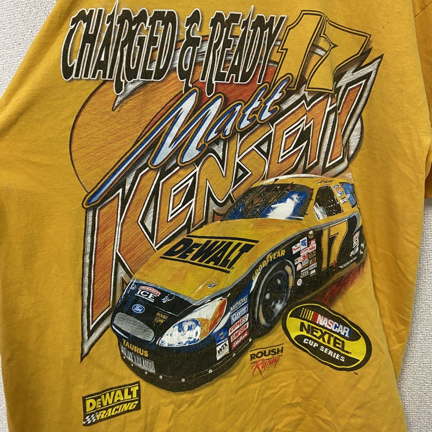 00s　NASCAR　Matt Kenseth　半袖プリントTシャツ　スポーツカー　ヴィンテージ　黄色　イエロー