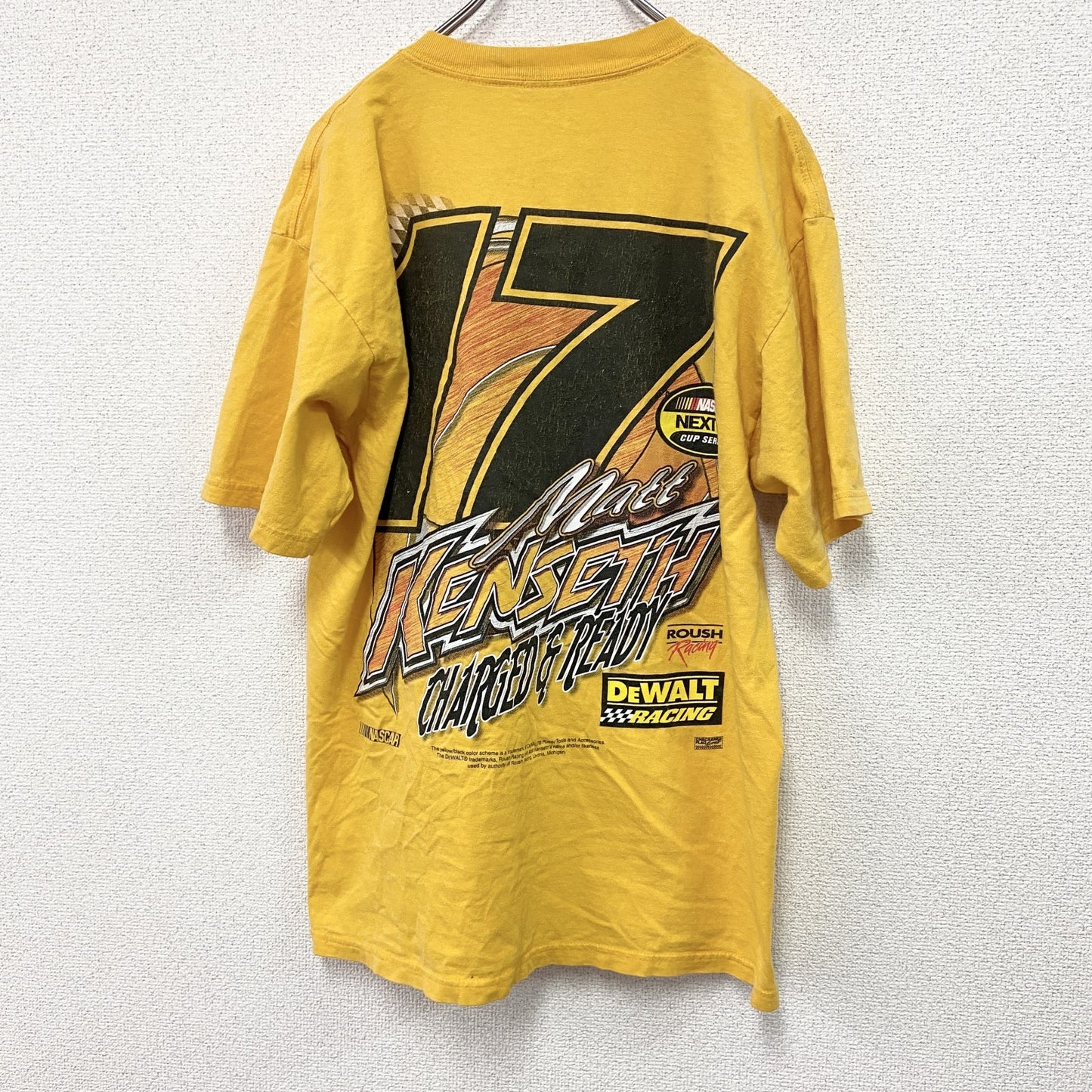 00s　NASCAR　Matt Kenseth　半袖プリントTシャツ　スポーツカー　ヴィンテージ　黄色　イエロー