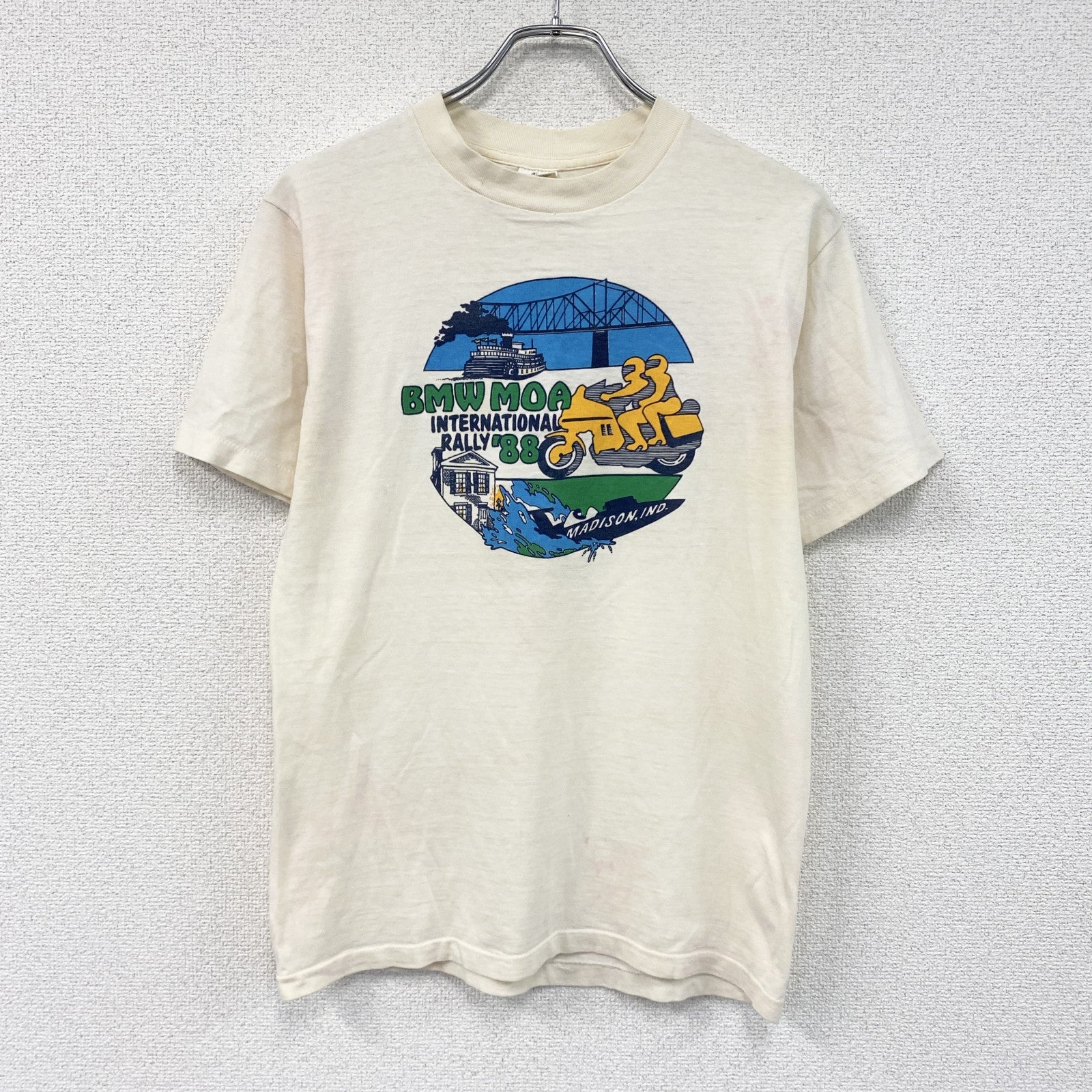 Belton　ベルトン　半袖プリントTシャツ　シングルステッチ　ベージュ　Mサイズ