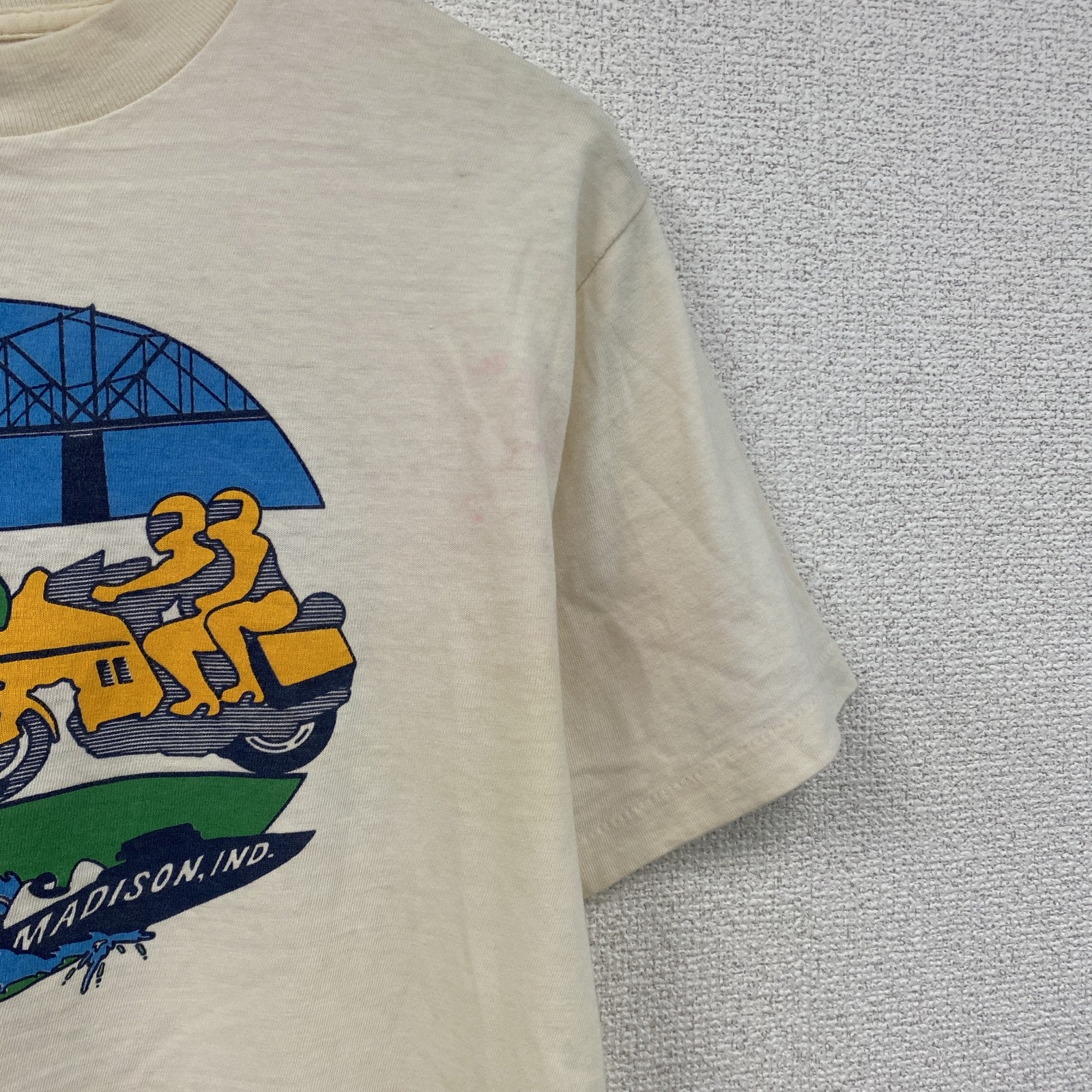 Belton　ベルトン　半袖プリントTシャツ　シングルステッチ　ベージュ　Mサイズ